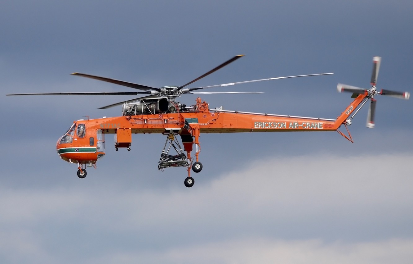 Photo Wallpaper The Sky, Crane, Large, Helicopter, - Sikorsky - HD Wallpaper 