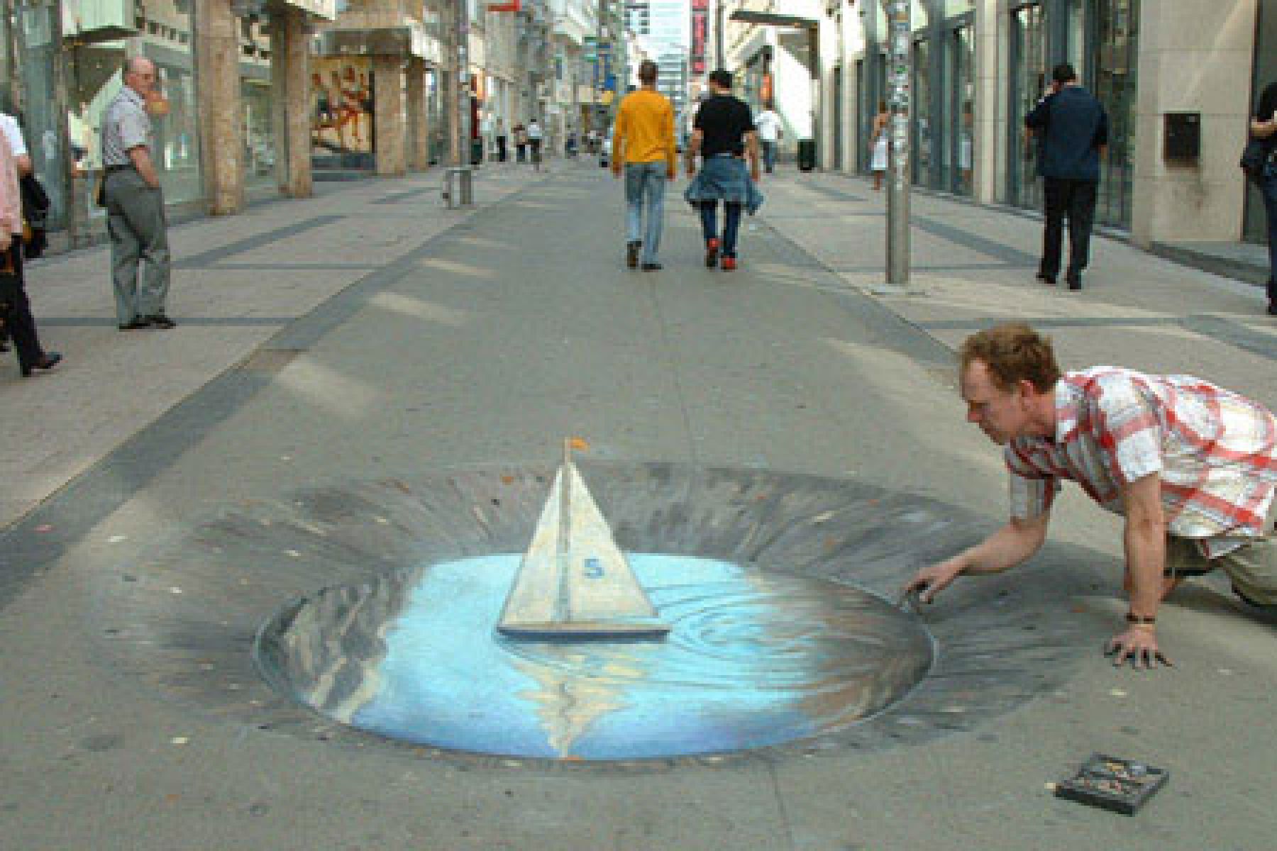 3d Optical Illusion Street Art 123 Wallpaper - Sidewalk Art - HD Wallpaper 