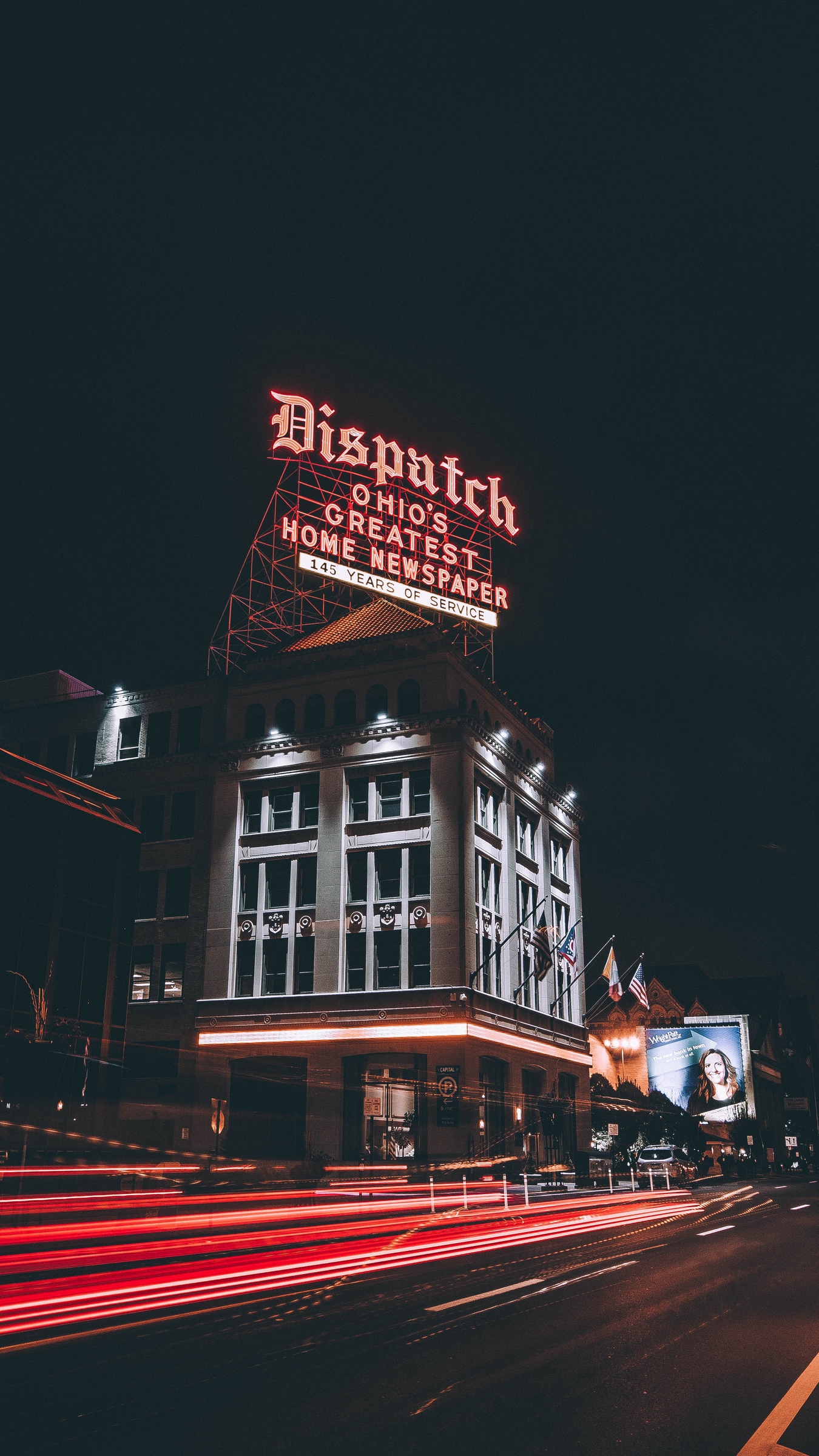 Wallpaper Night City, Building, Inscription, City Lights, - Columbus Ohio Wallpaper Iphone - HD Wallpaper 