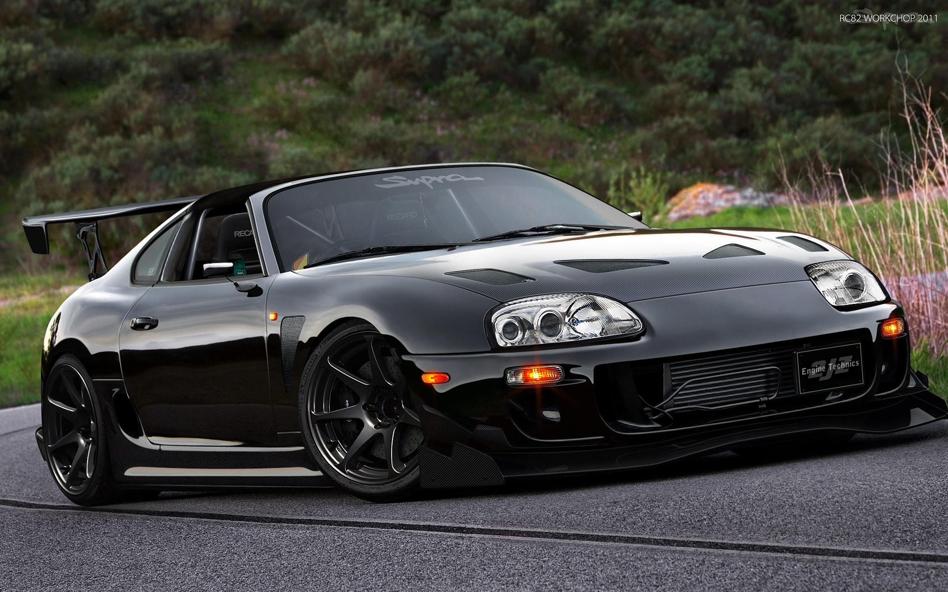 Awesome Black Racing Toyota Supra Wallpaper Wi - Black Toyota Supra 2jz - HD Wallpaper 