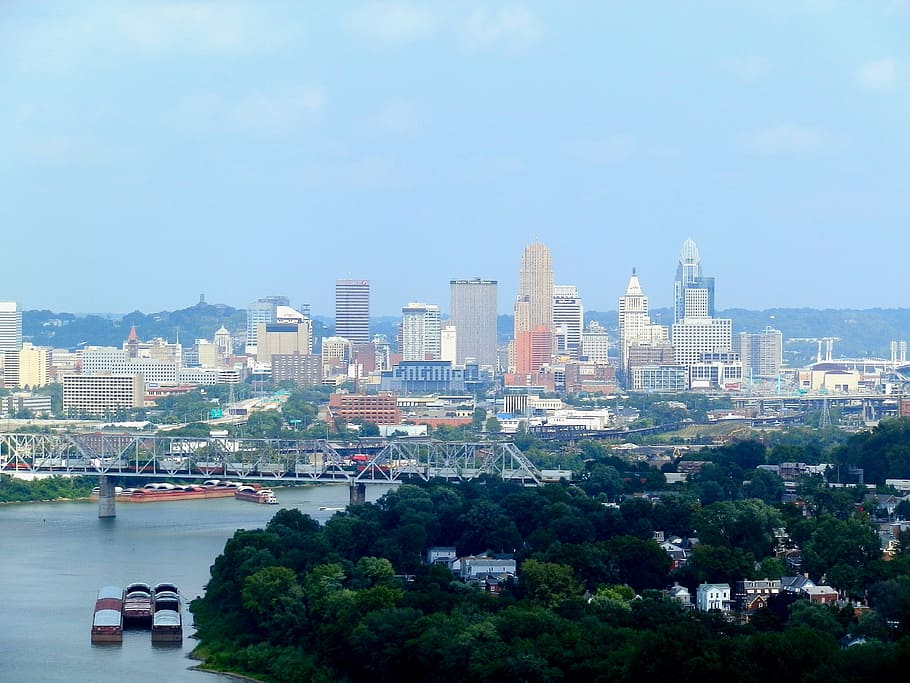 Cityscape Near Body Of Water At Daytime, Cincinnati, - View Mt Echo Park - HD Wallpaper 