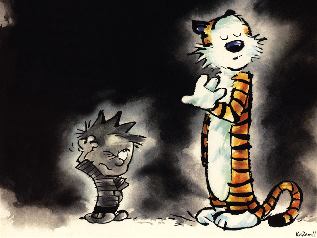 Calvin & Hobbes - Calvin And Hobbes Black Background - HD Wallpaper 