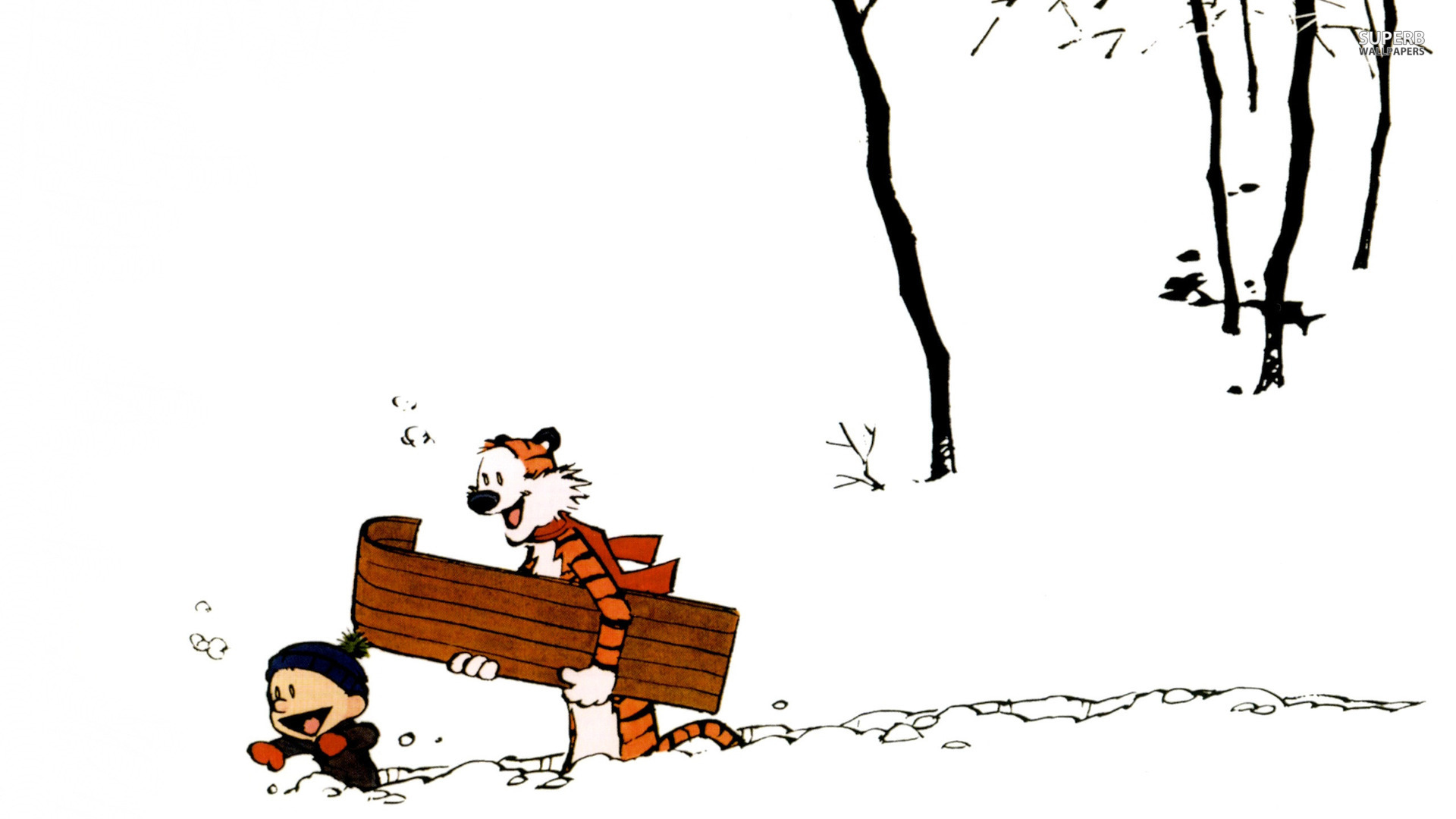 Calvin Und Hobbes Snow - HD Wallpaper 
