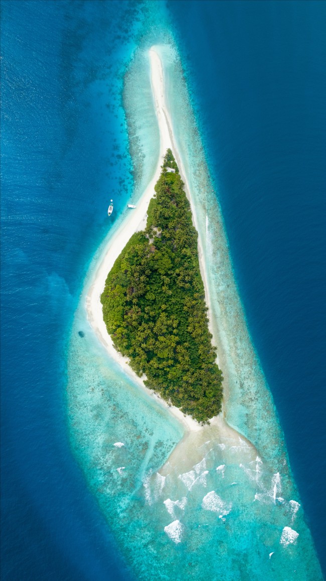 Tropical Island, Maldives, Top View, Ocean - Maldives Top View - HD Wallpaper 