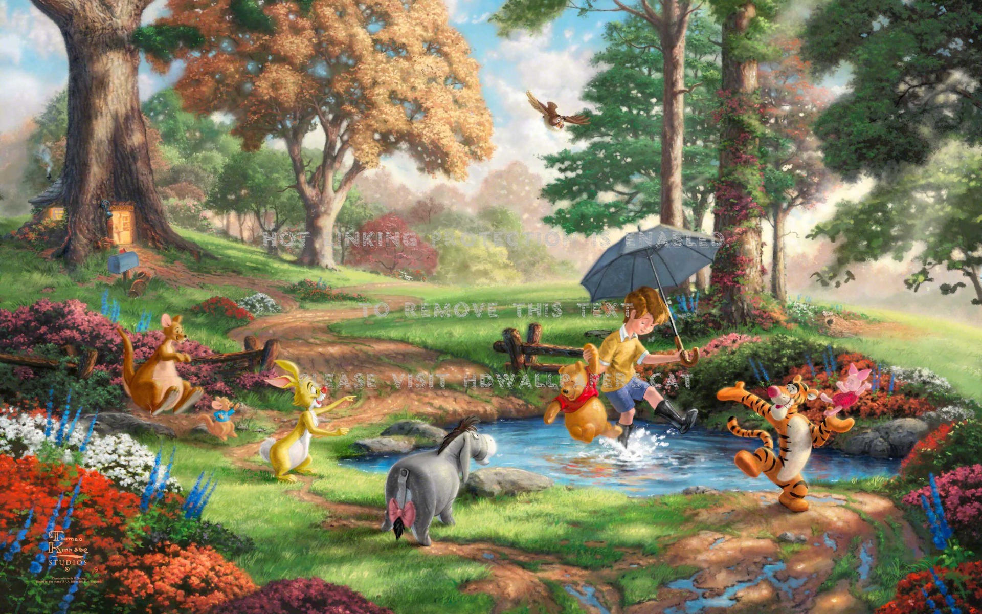 Winnie The Pooh Piglet Tigger Entertainment - Thomas Kinkade Puzzle Disney Winnie The Pooh - HD Wallpaper 