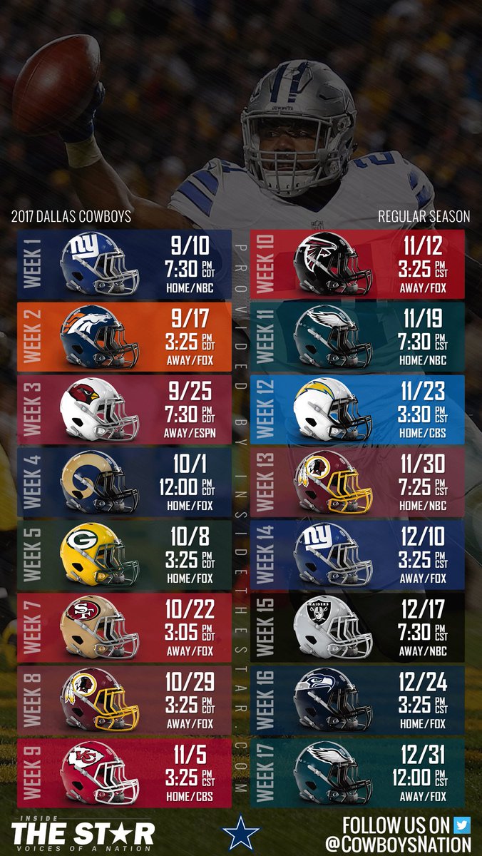 Dallas Cowboys Schedule Wallpaper 2017 - HD Wallpaper 