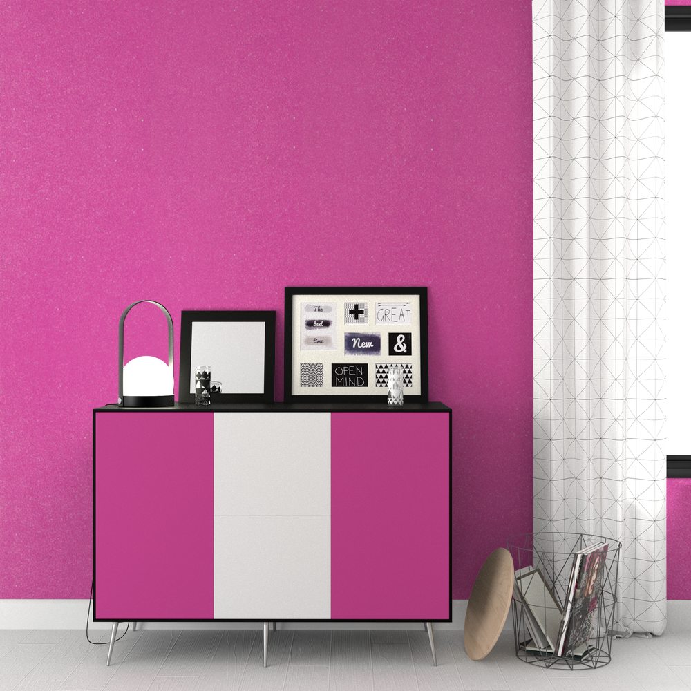 Wallpaper Hollywood Star Uni Colour Hot Pink - Peinture Bleu Paillettes Mur - HD Wallpaper 