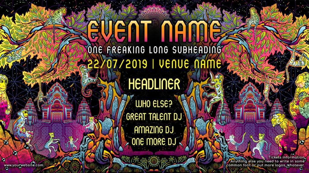 Hanuman Psychedelic Trance Party Promo Pack - Psychedelic Art - HD Wallpaper 