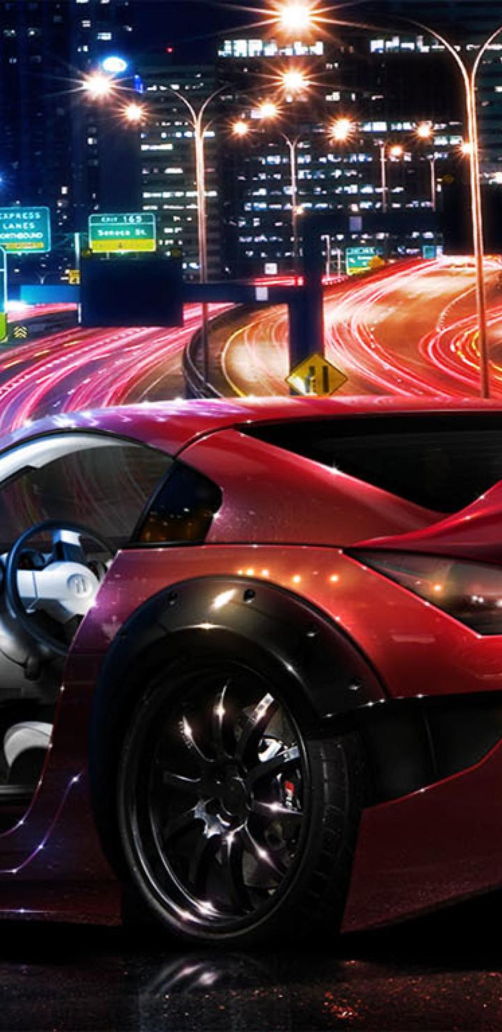 Cars In City At Night - HD Wallpaper 