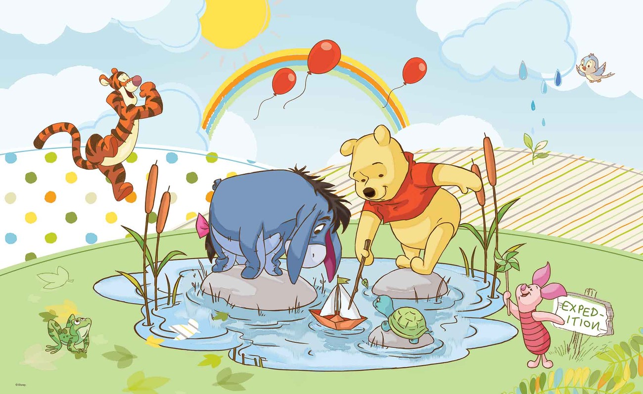 Disney Winnie Pooh Piglet Tigger Eeyore Wallpaper Mural - Winnie The Pooh And Piglet And Eeyore - HD Wallpaper 
