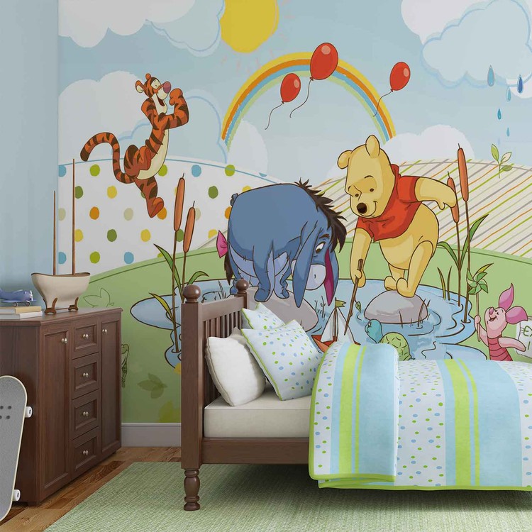 Disney Winnie Pooh Piglet Tigger Eeyore Wallpaper Mural - Winnie De Pooh Papel Pintado - HD Wallpaper 