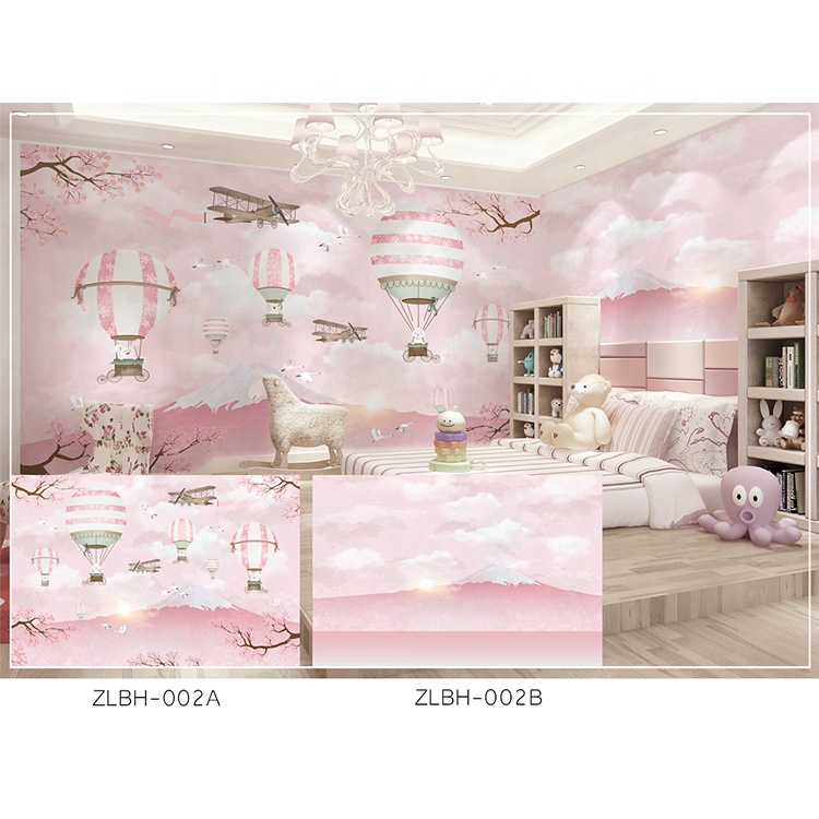 Light Pink Cartoon Baby Girl Bed Room Wall Paper Mural - Kiz Bebek Duvar Kagidi - HD Wallpaper 