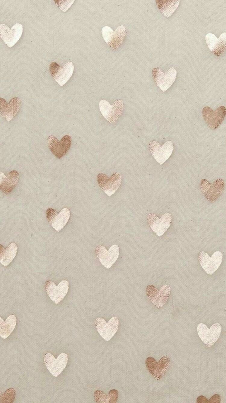 Beige Gold Simple Heart Phone Wallpaper - Rose Gold Iphone Backgrounds - HD Wallpaper 