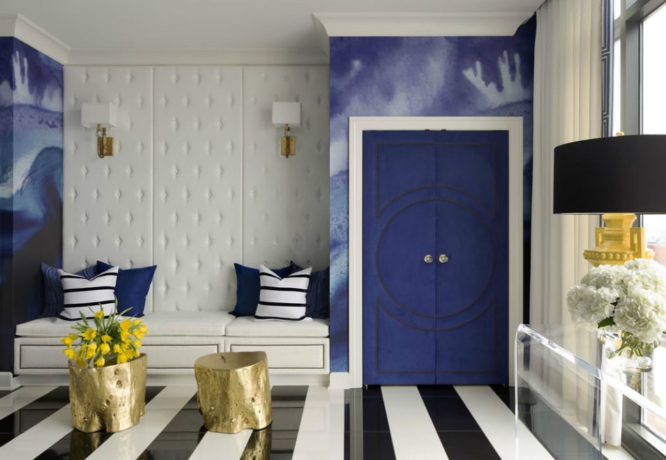 8 Contemporary Wallpaper Trends - Синий И Золотой В Интерьере - HD Wallpaper 