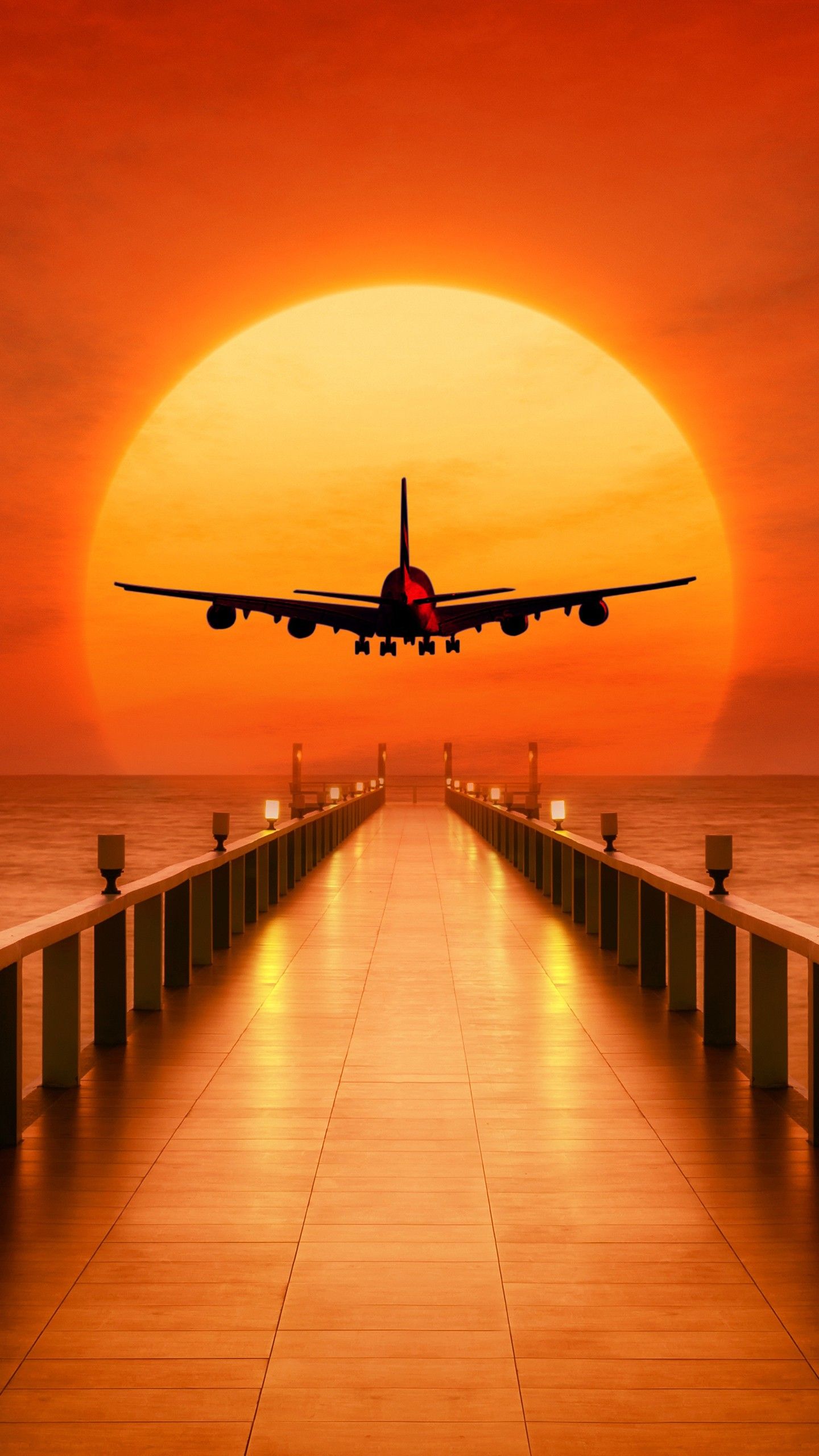 Sunset Airplane Wallpaper Hd - HD Wallpaper 