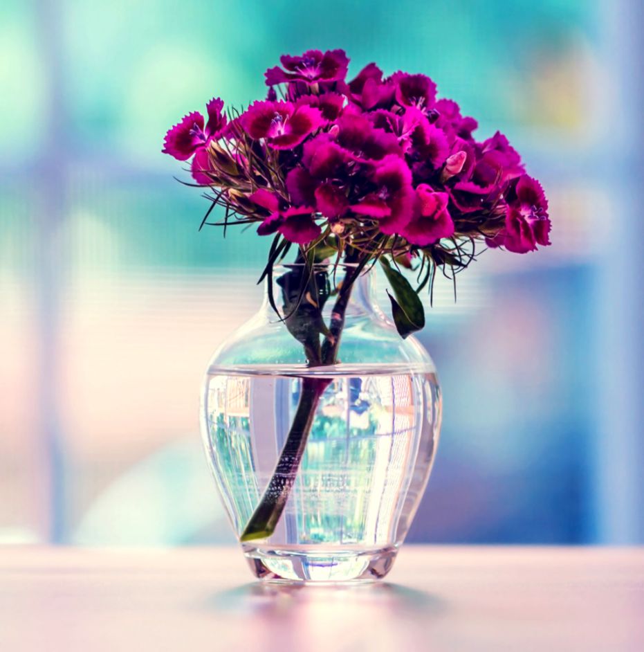Purple Flowers Bouquet In Vase Background Wallpaper - Lock Screen Wallpaper Hd Flowers - HD Wallpaper 