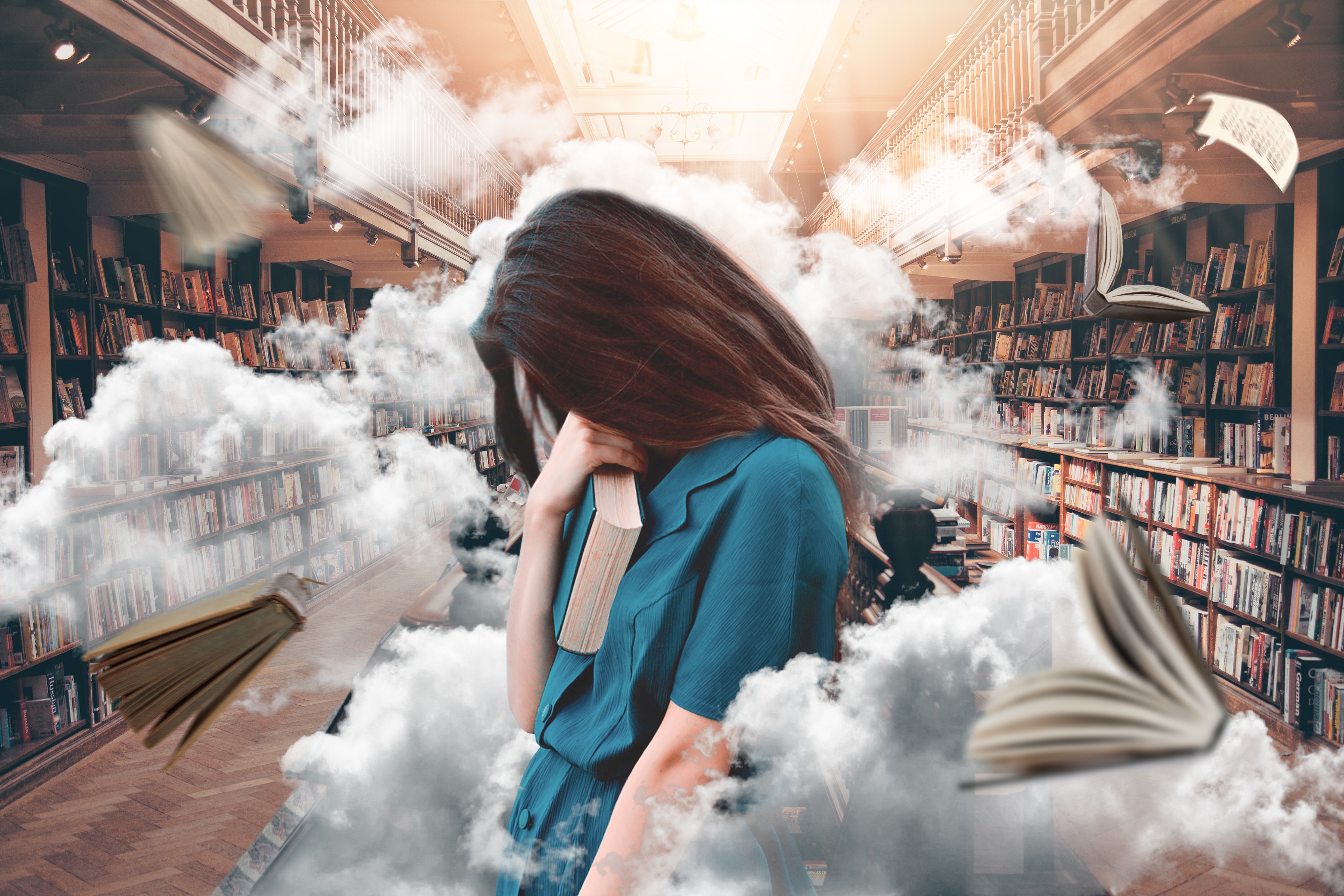 Girl In Library Photography - HD Wallpaper 