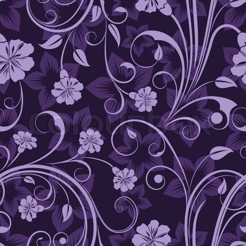 Purple Floral Wallpaper Pattern - HD Wallpaper 