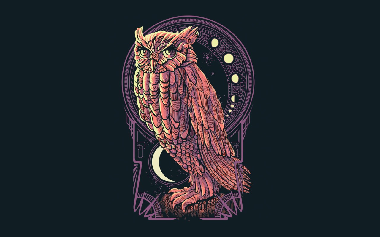 Wallpaper - Art Nouveau Owl - HD Wallpaper 
