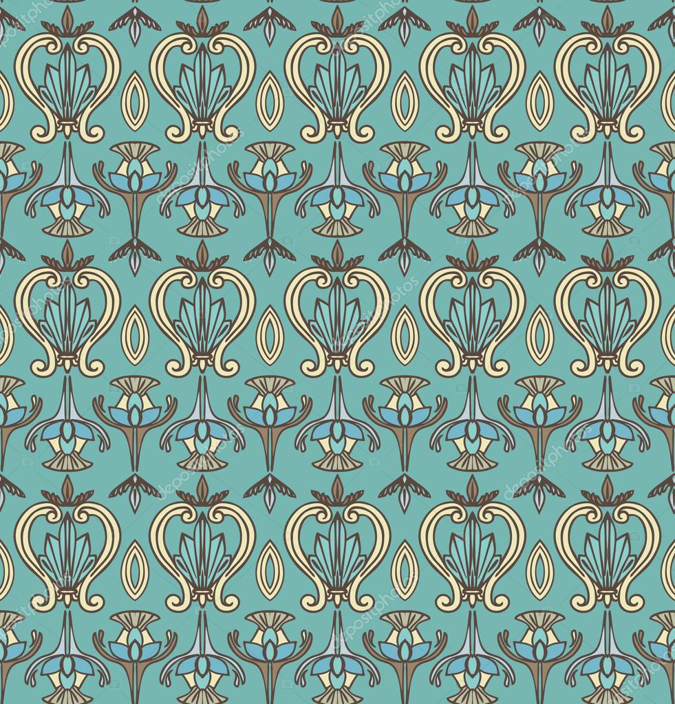 Art Nouveau Greeny Blue - HD Wallpaper 