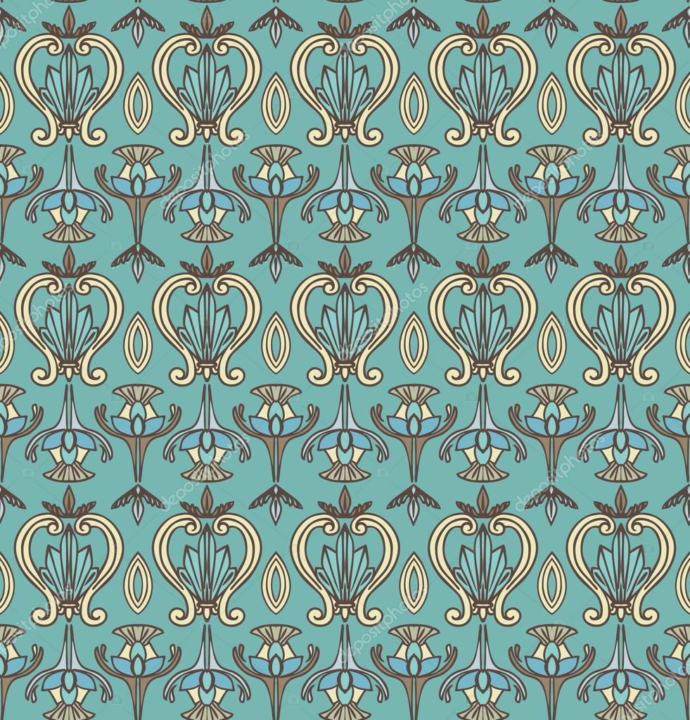 Art Nouveau Greeny Blue - HD Wallpaper 