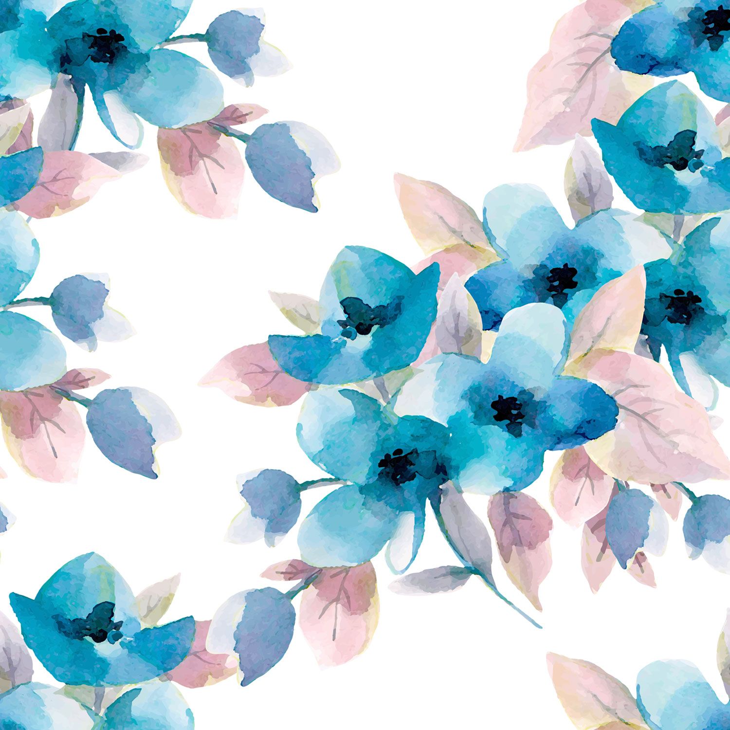 Pastel Blue Flowers Wallpaper - Blue Pastel Flower Background - HD Wallpaper 