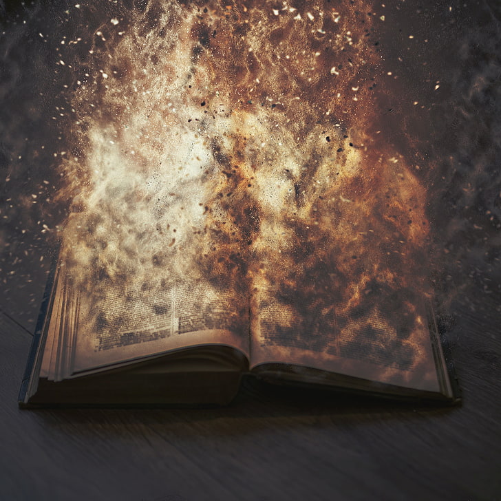 Fire, Books, Photo Manipulation, No People, Indoors, - Old Book On Fire - HD Wallpaper 