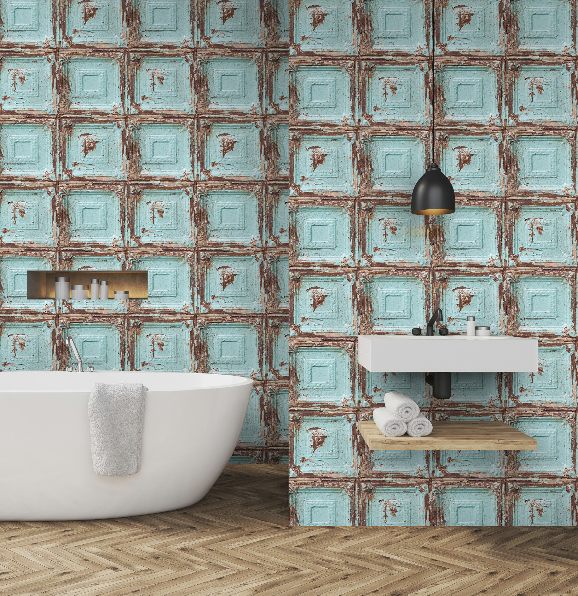 Graham And Brown Mykonos Panel Wallpaper - Coffee Table - HD Wallpaper 