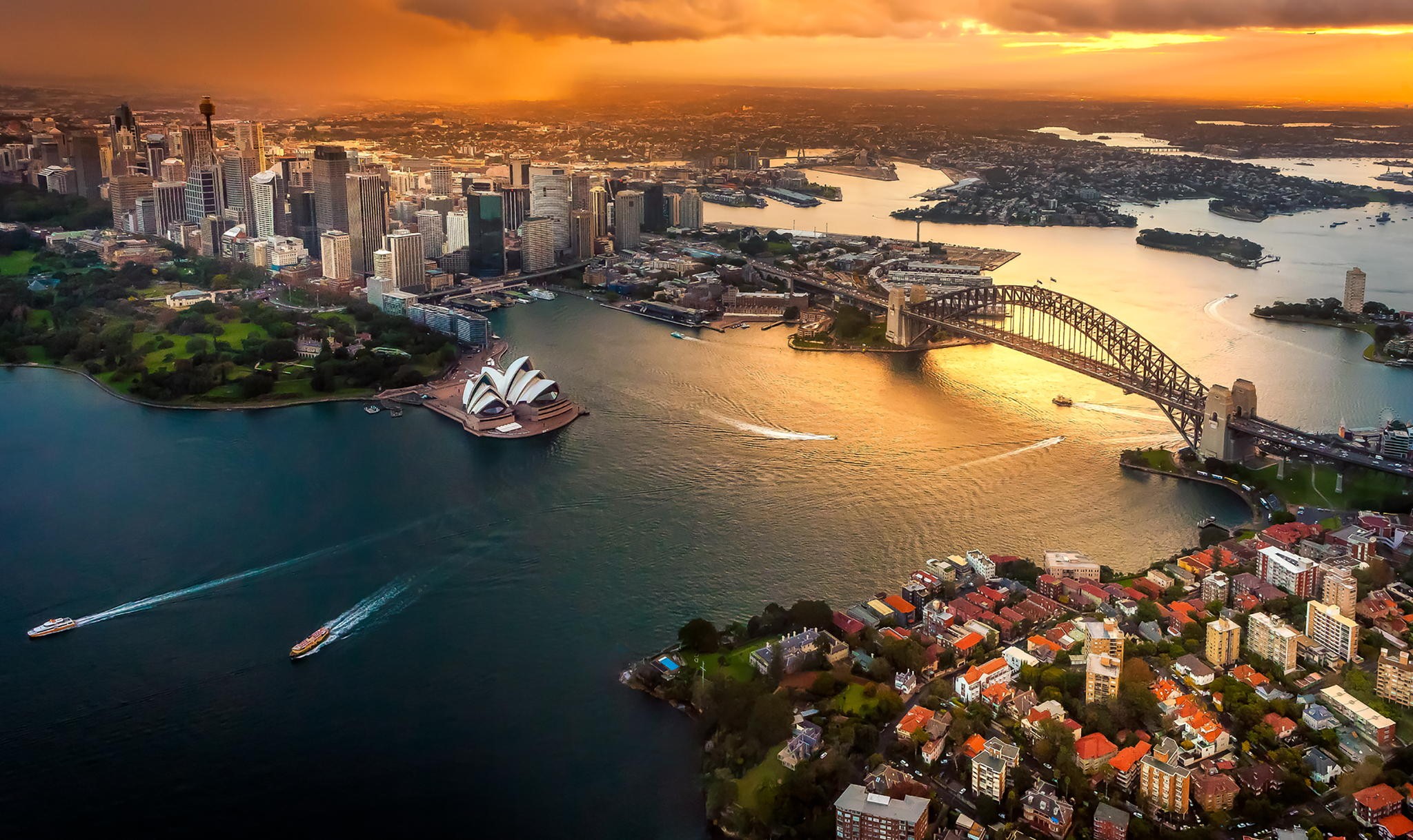 Beautiful Sydney City Of Australia Wallpaper - Aerial View Of Sydney Harbour - HD Wallpaper 
