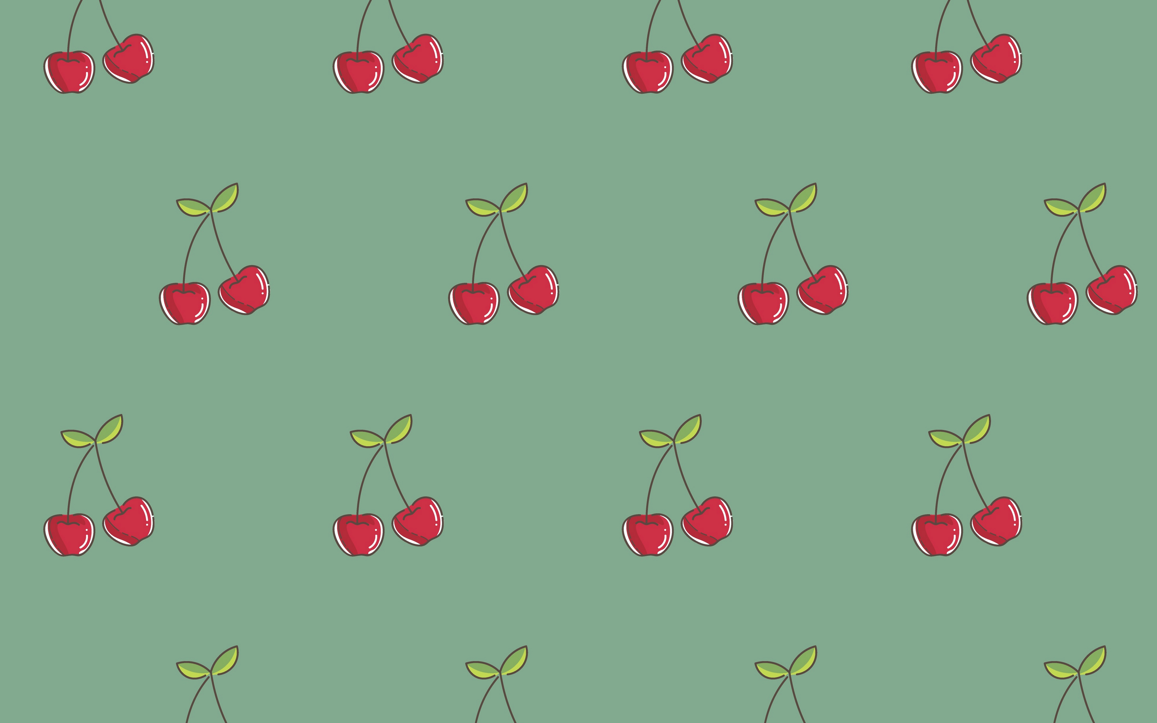 Wallpaper Cherry, Patterns, Berries, Vector, Texture - Cartoon - HD Wallpaper 