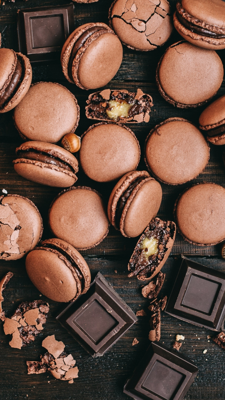 Macaron, Brown, Chocolate, Food, Dessert, Wallpaper - Full Hd Background Of Chocolate - HD Wallpaper 