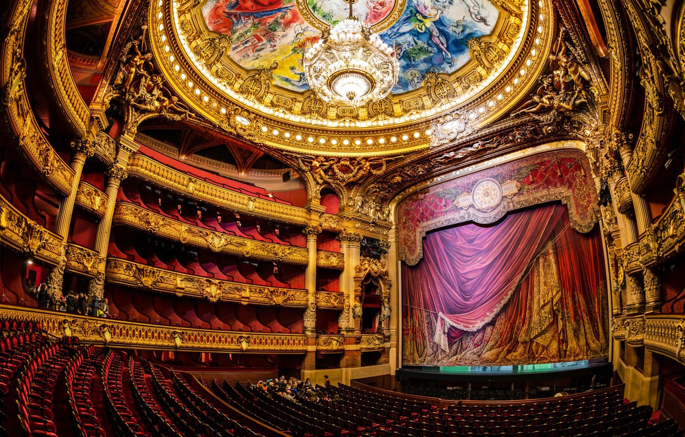 Photo Wallpaper Scene, Paris, Chandelier, Theatre, - Interior Sydney Opera House - HD Wallpaper 