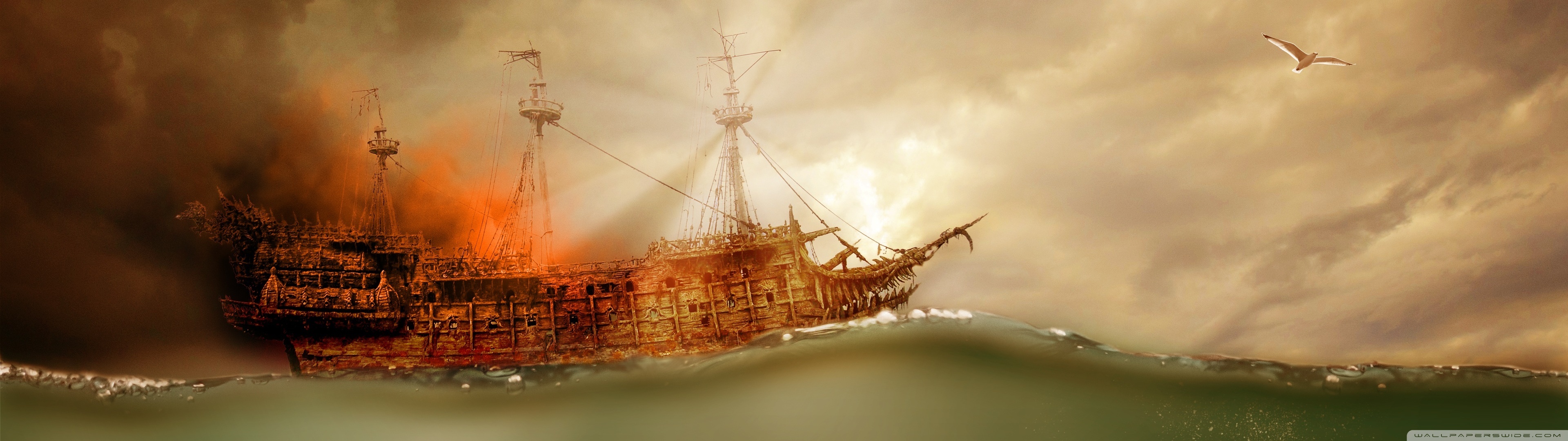 Pirate Ship Wallpaper Dual 1440p - HD Wallpaper 