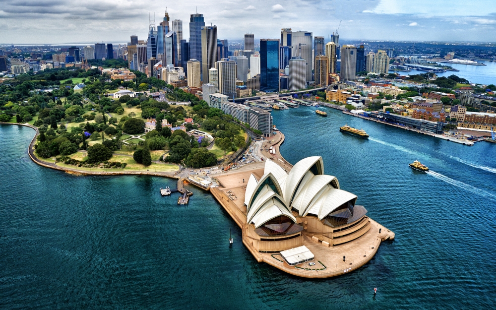 Sydney Harbour, Australia, Buildings, Bird View, Opera - Sydney Opera House Aerial View - HD Wallpaper 