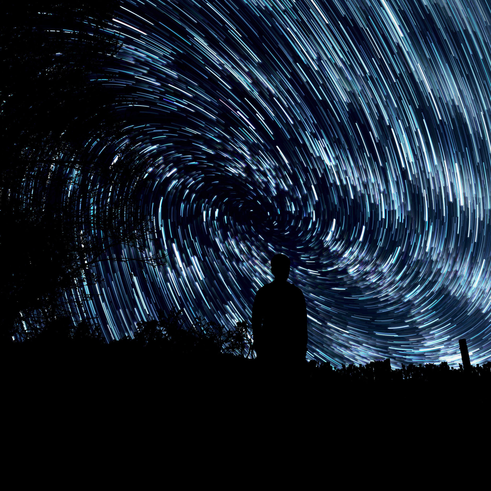 Star Trails Circle Ipad Wallpaper - Dark Wallpapers For Ipads - HD Wallpaper 