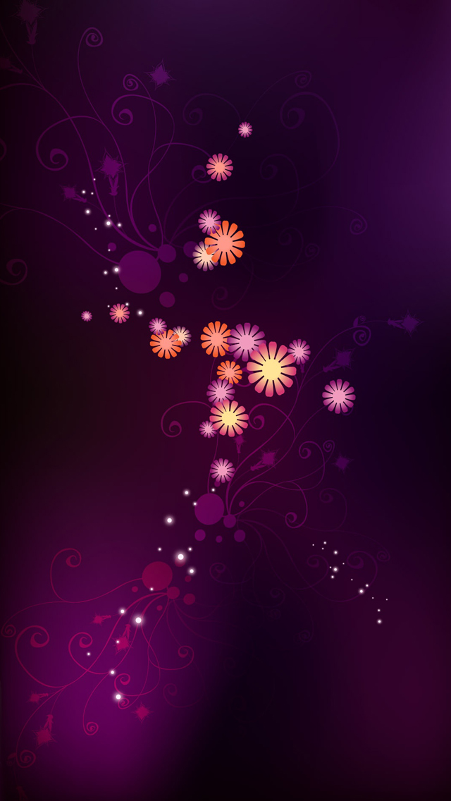 Abstract Purple Flowers Iphone Wallpaper - Ipad Wallpaper Purple Flower - HD Wallpaper 