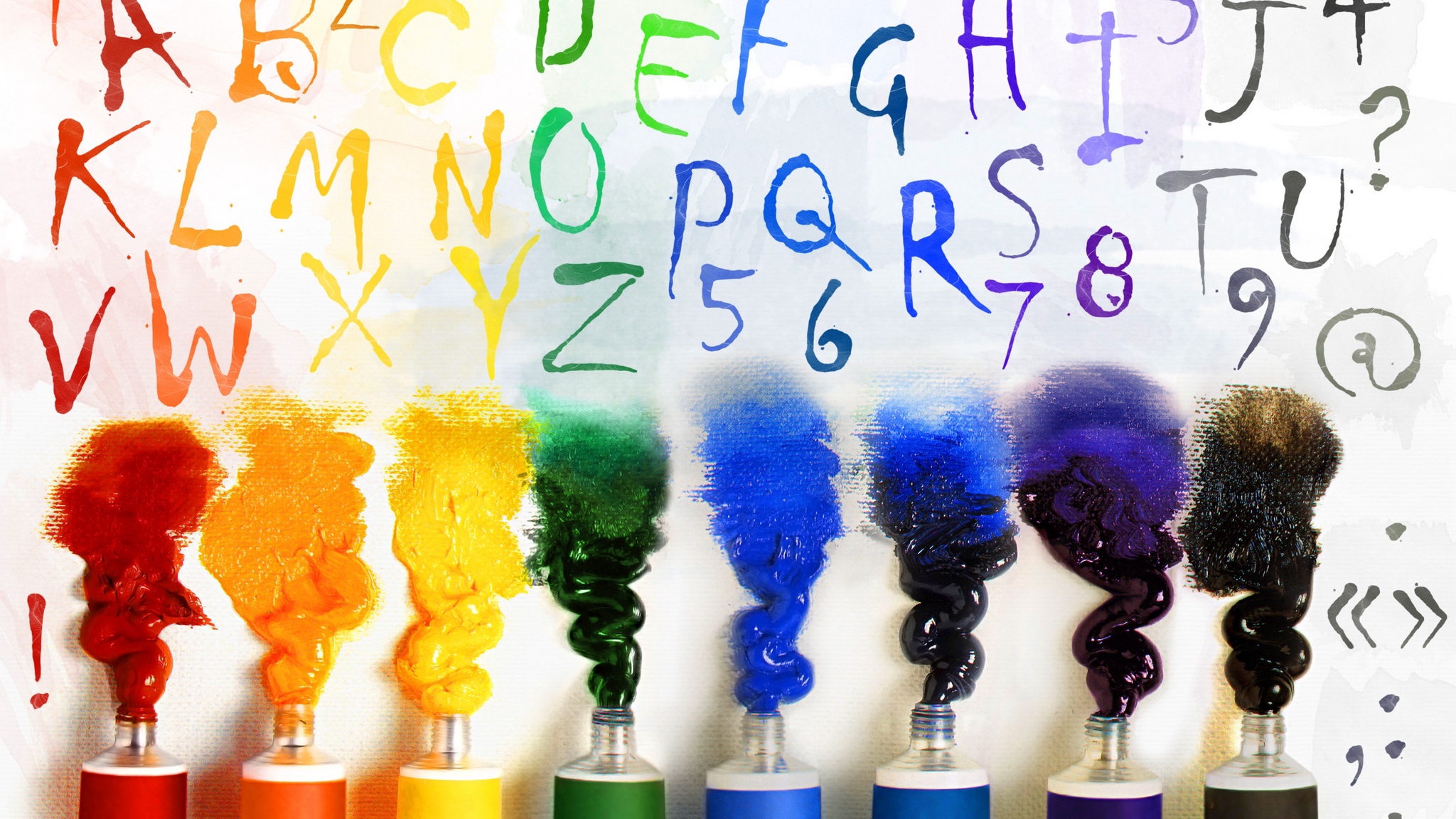 Wallpaper Tubes, Paint, Letter, English, Rainbow - De Tube De Peinture - HD Wallpaper 