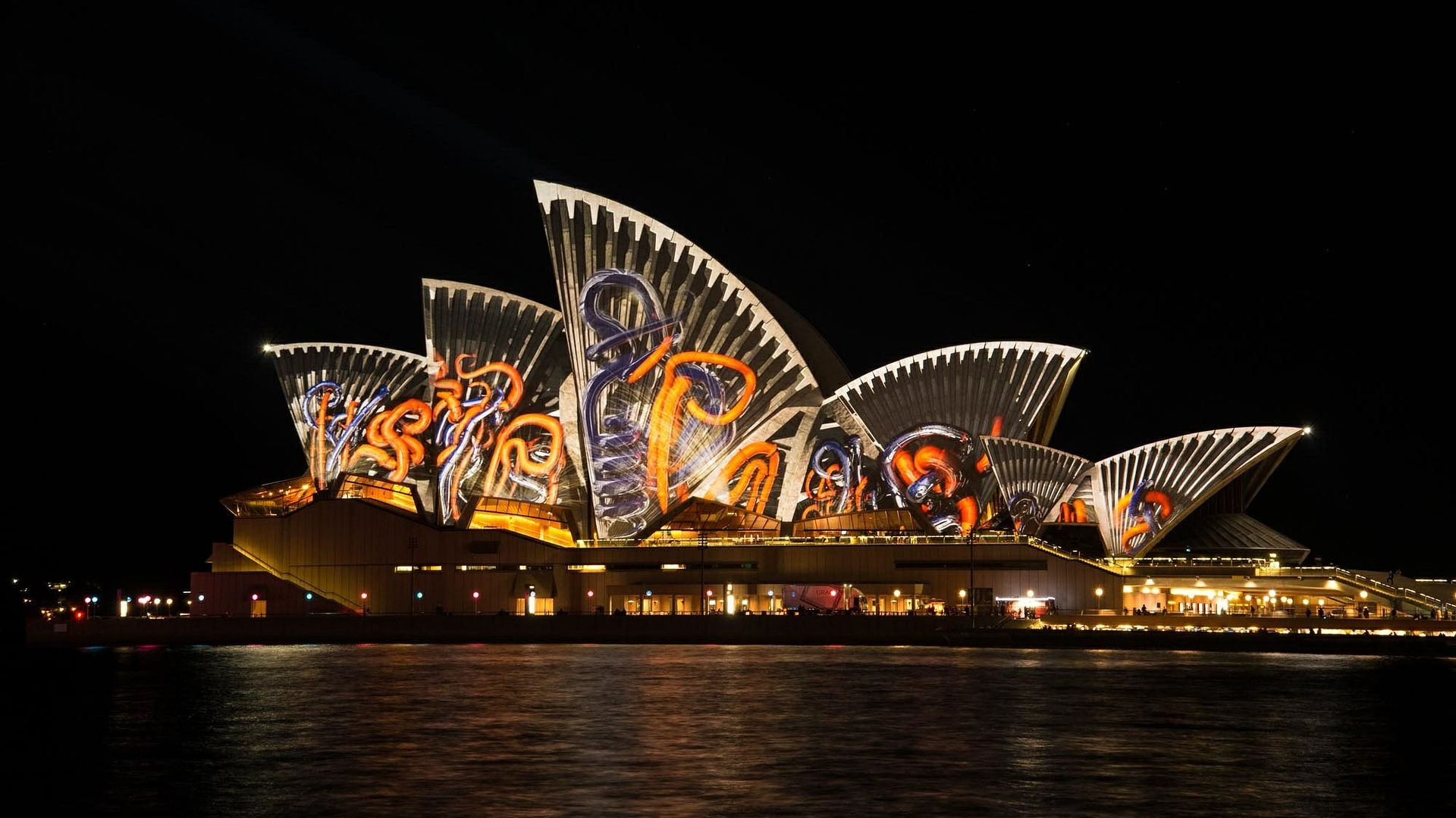 Light Show Opera House Sydney City Hd Wallpaper - Vivid Sydney 2019 Opera House - HD Wallpaper 