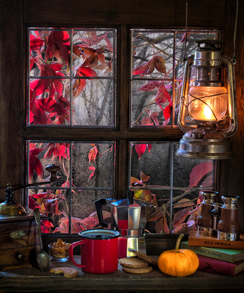 Autumn Coffee Wallpaper Hd - HD Wallpaper 