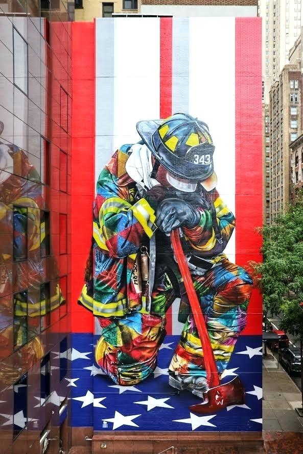 New York Firefighter Mural - HD Wallpaper 