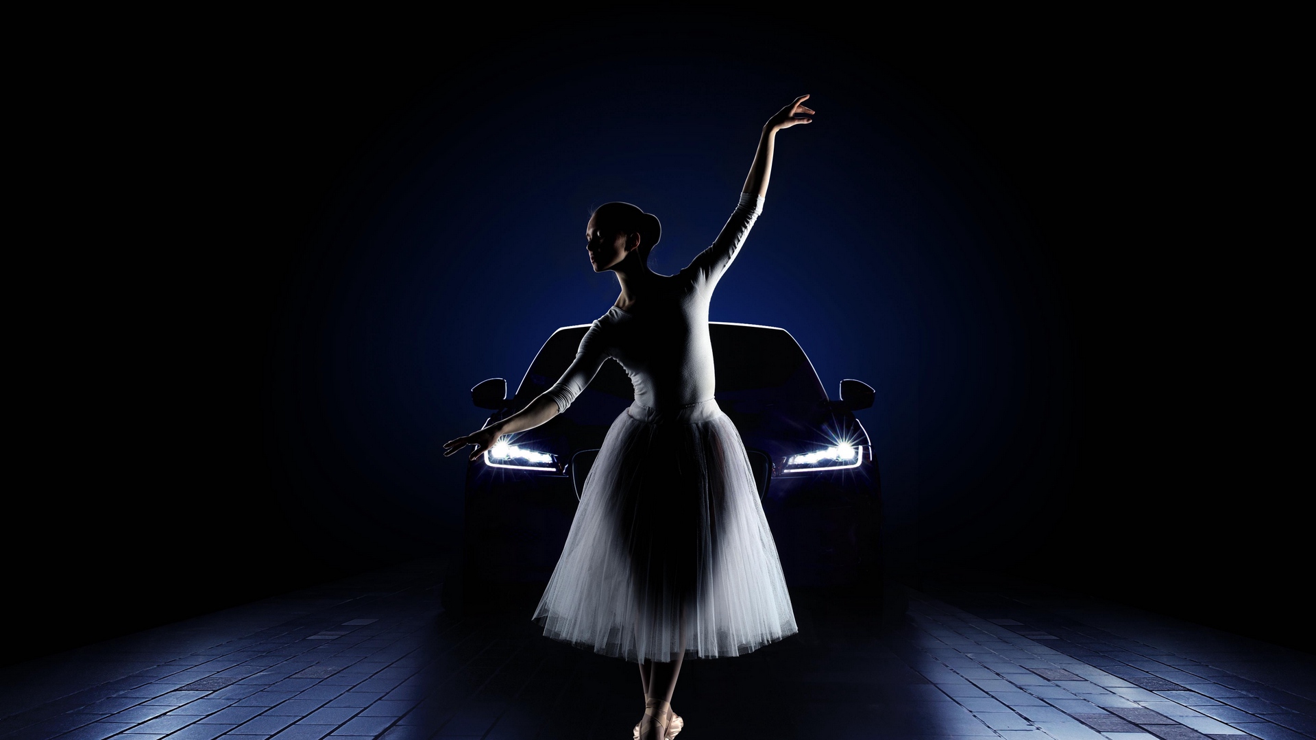 Wallpaper Ballerina, Car, Girl, Lights, Jaguar - Ballerina On Pointe Iphone - HD Wallpaper 