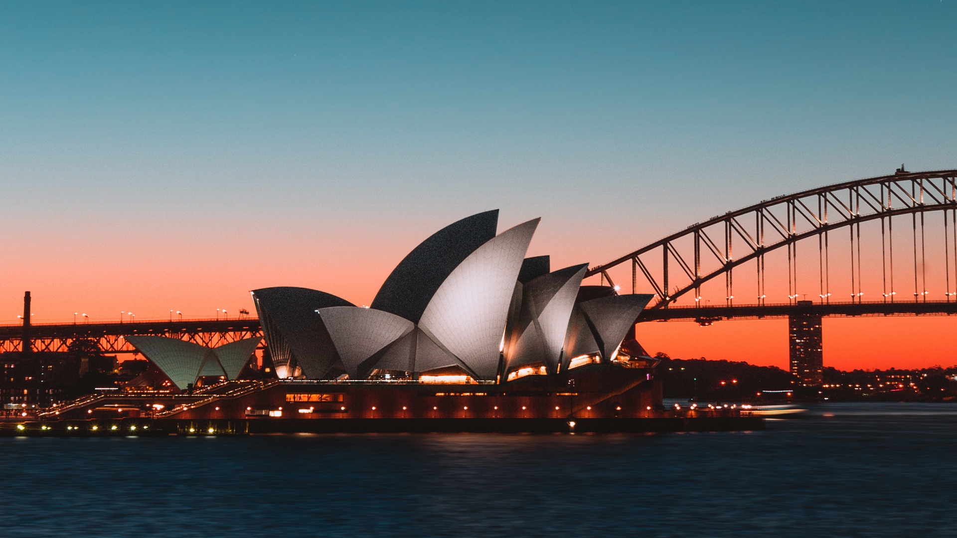 Wallpaper Sydney Opera House, Night City, Harbor, Bridge, - Sydney Opera House Wide - HD Wallpaper 
