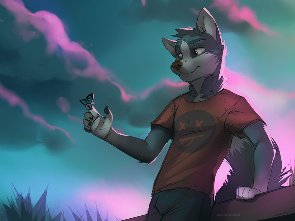 Furry Desktop Background - Furry Art Wolf - HD Wallpaper 