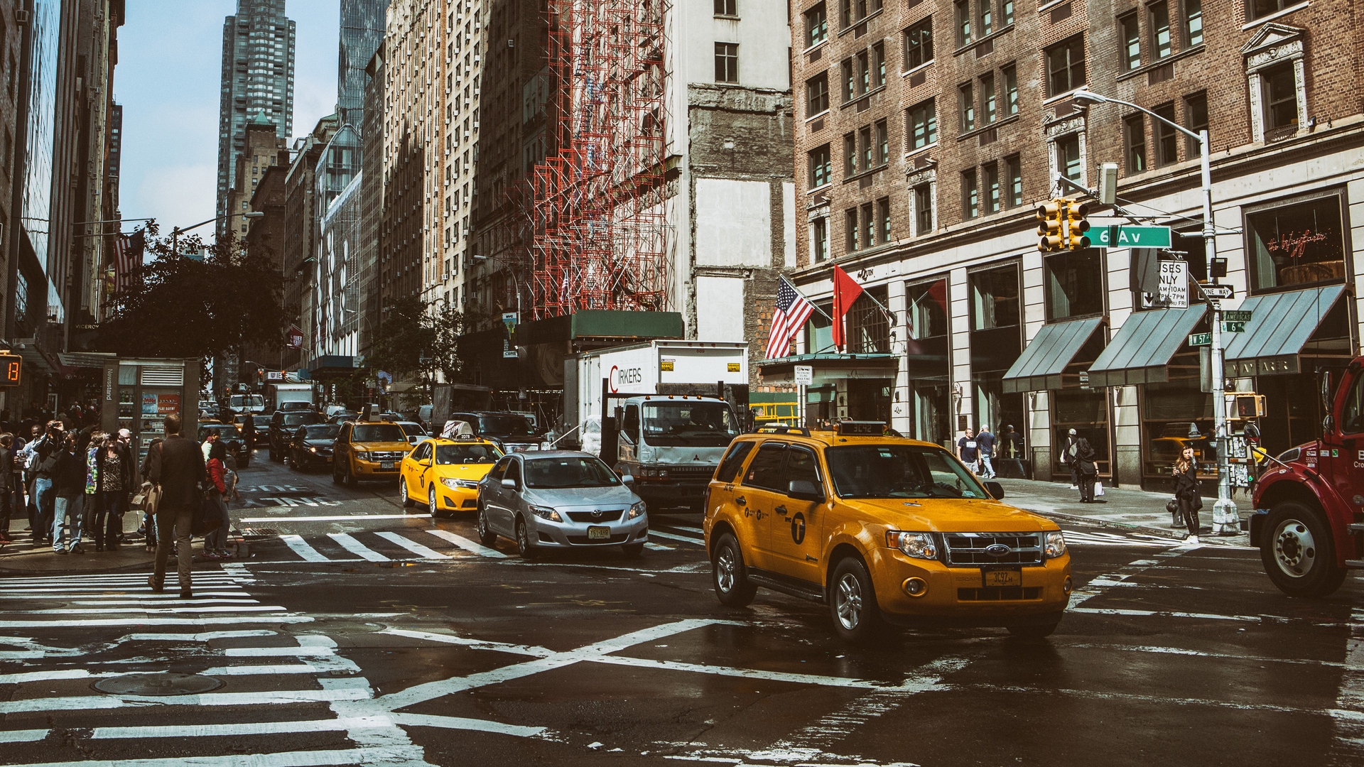 Wallpaper Manhattan, New York, Street, Car - New York Street 4k - HD Wallpaper 