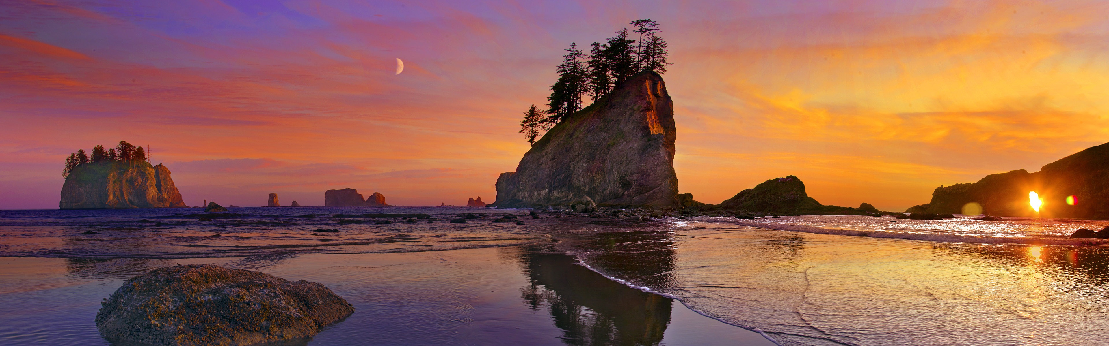 Windows 8 Official Panoramic Wallpaper, Cityscapes, - Olympic National Park, Second Beach - HD Wallpaper 