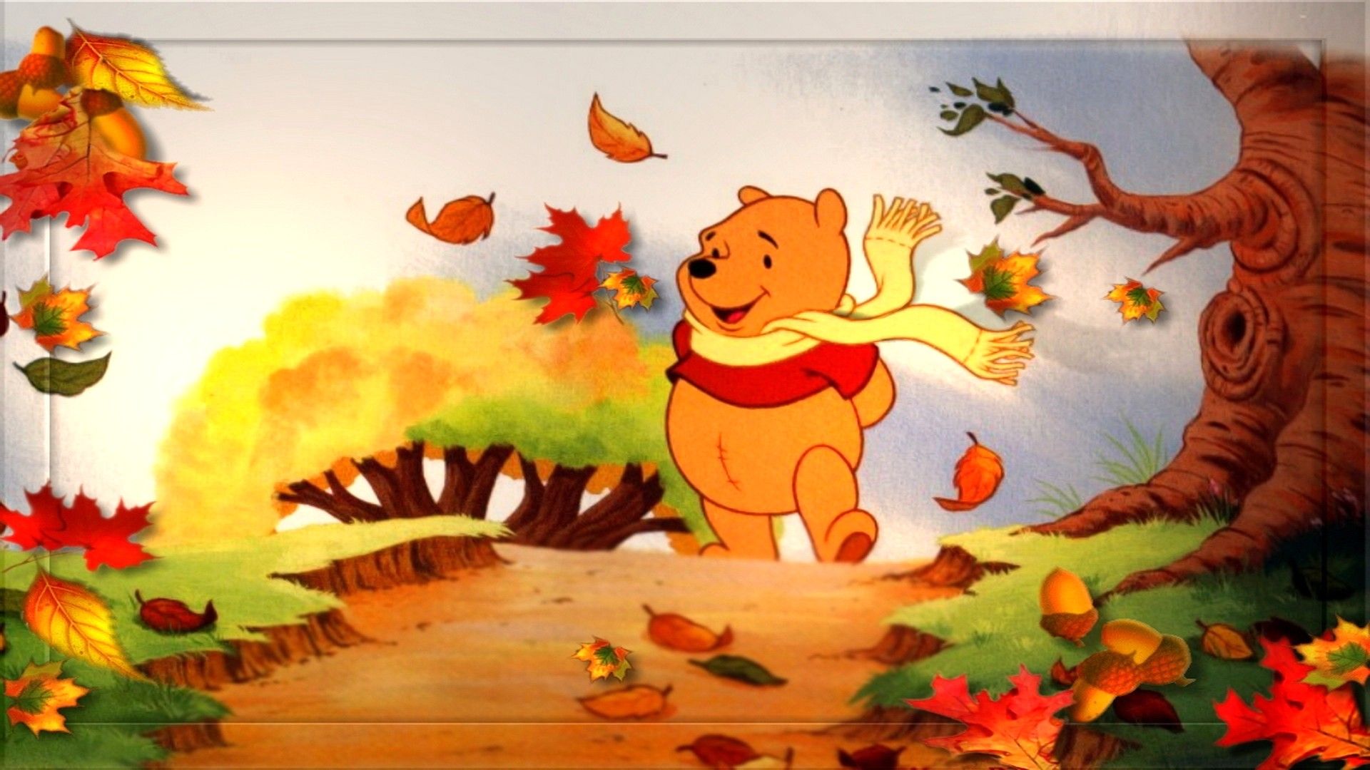 Winnie The Pooh Thanksgiving Wallpaper 12 - Winnie The Pooh Fall - HD Wallpaper 