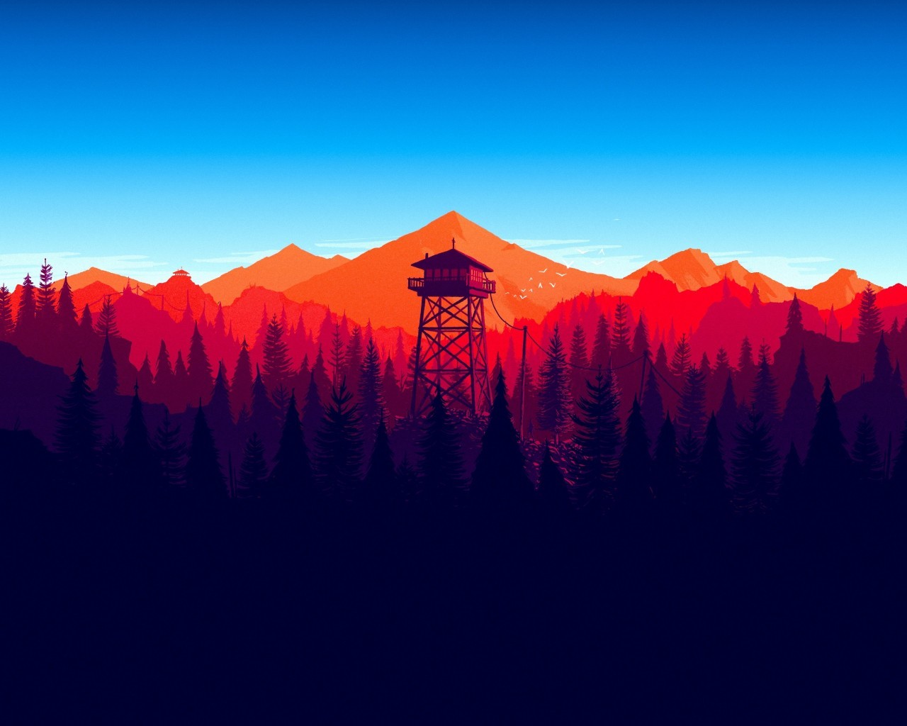 Firewatch, Forest, Landscape, In-game, Minimalistic - Firewatch - HD Wallpaper 
