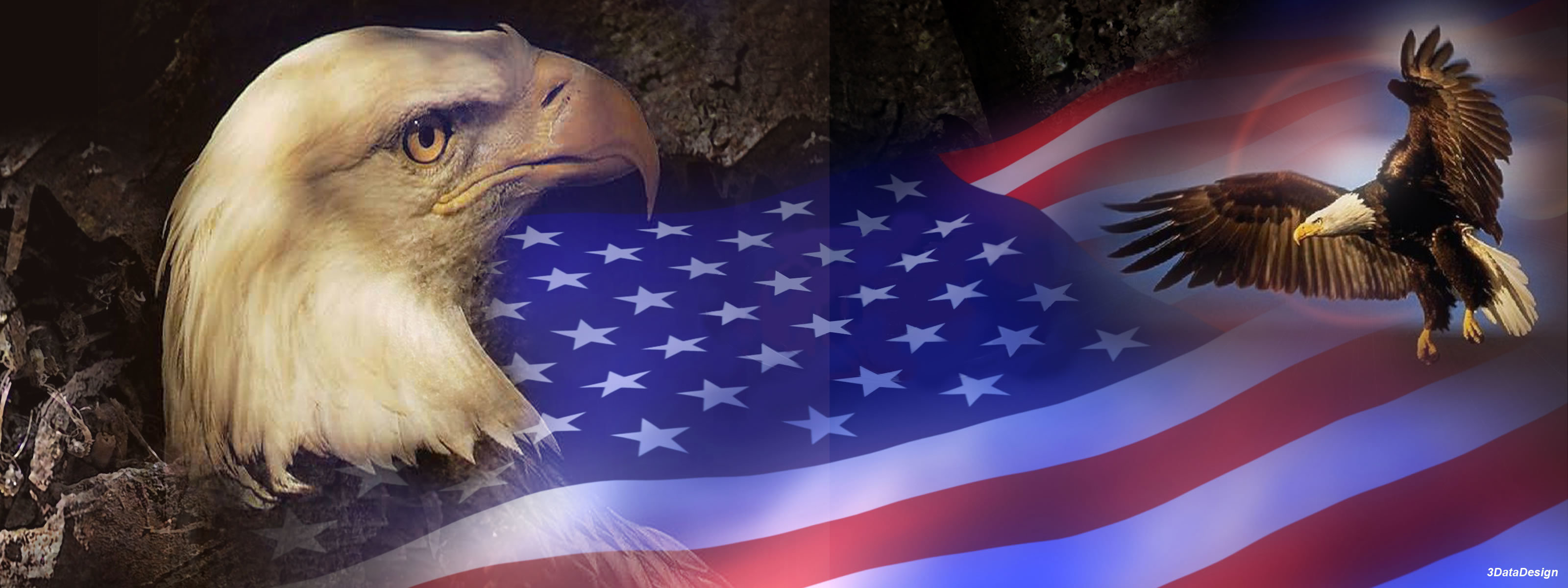 Awesome Patriotic Free Wallpaper Id - Eagle High Resolution American Flag - HD Wallpaper 