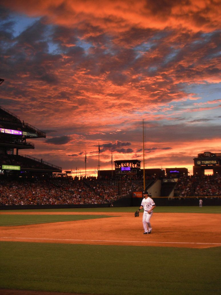 Sunset At Coors Field By Missnikil 
 Data-src /img/593573 - Baseball Field With Sunset - HD Wallpaper 