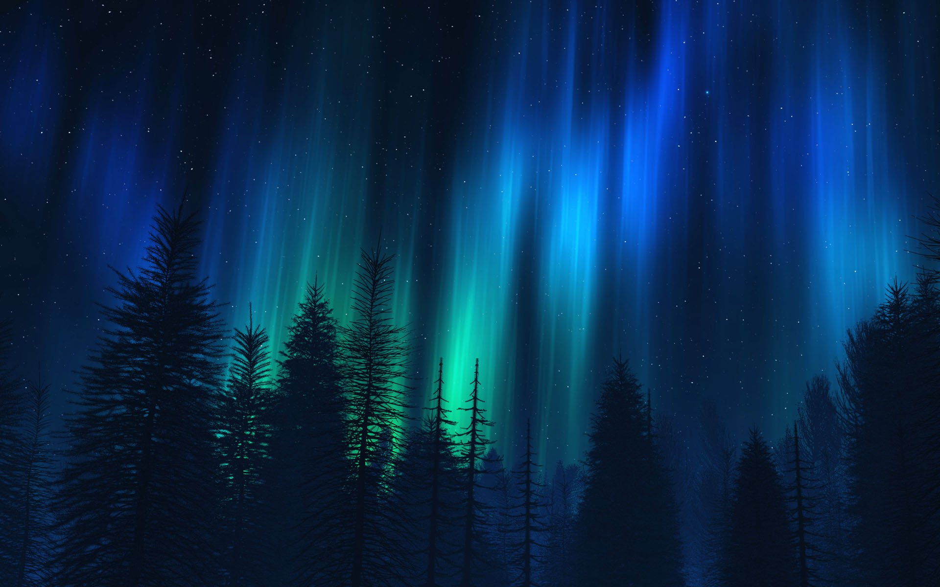 Digital Design Widescreen Wallpaper - Northern Lights With Mountain - HD Wallpaper 